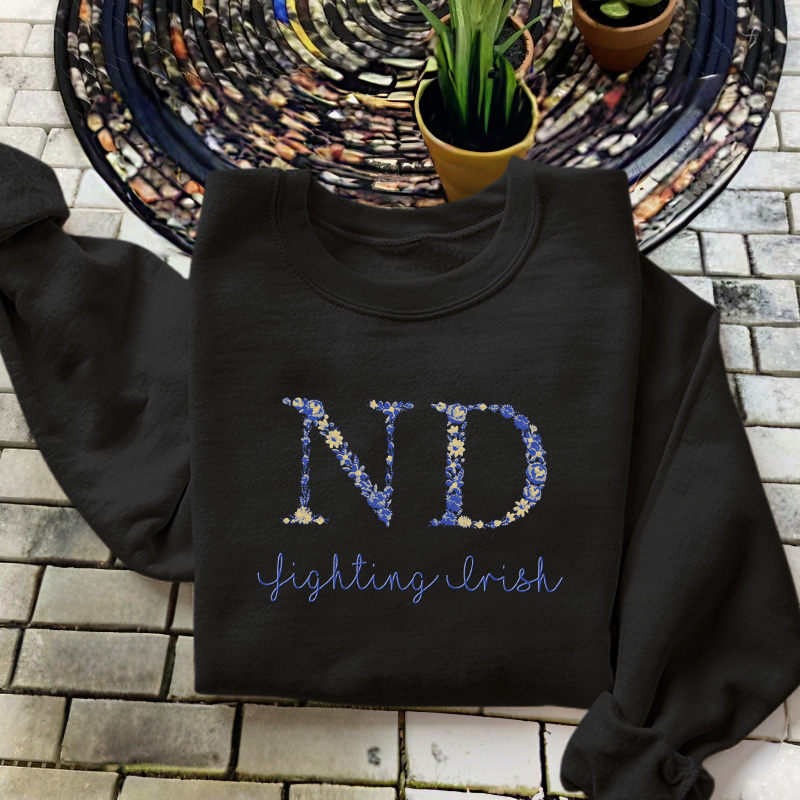 Customized Notre Dame Fighting Irish Football Sweatshirts With Trendy Floral Embroidery