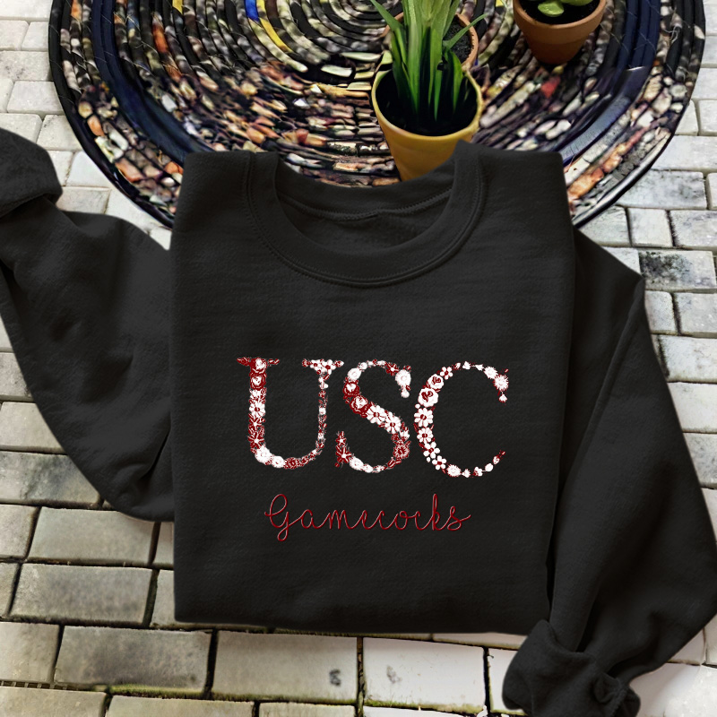 Customized South Carolina Gamecocks Football Sweatshirts With Trendy Floral Embroidery