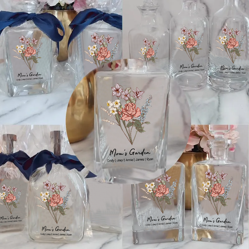 Custom Whiskey Bottles With Birth Flowers