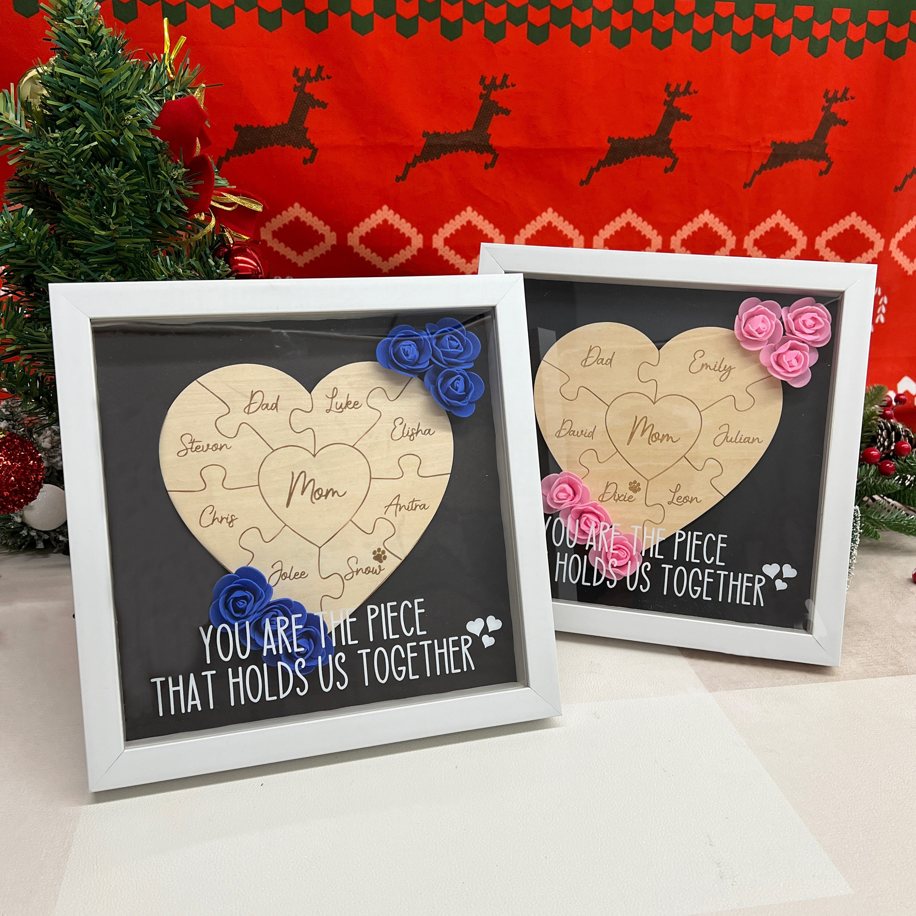 Personalized Mom Flower Puzzle Piece Box