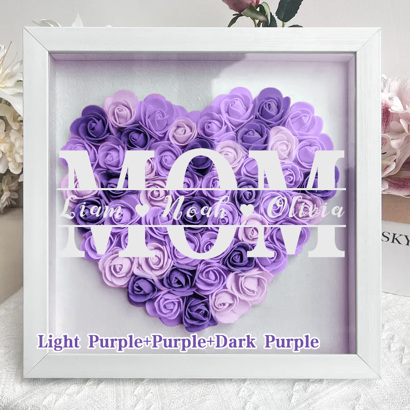 Mom We Love You Personalized Flower Shadow Box Gift for Mother's Day
