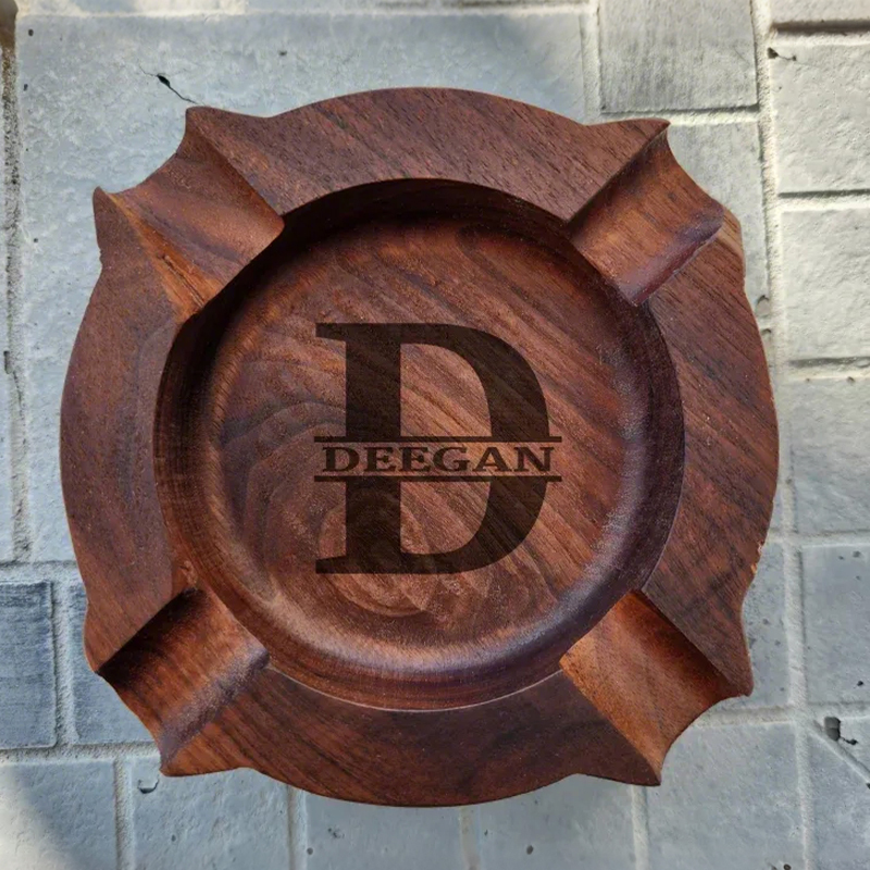 Personalized Name Walnut Cigar Ash Tray