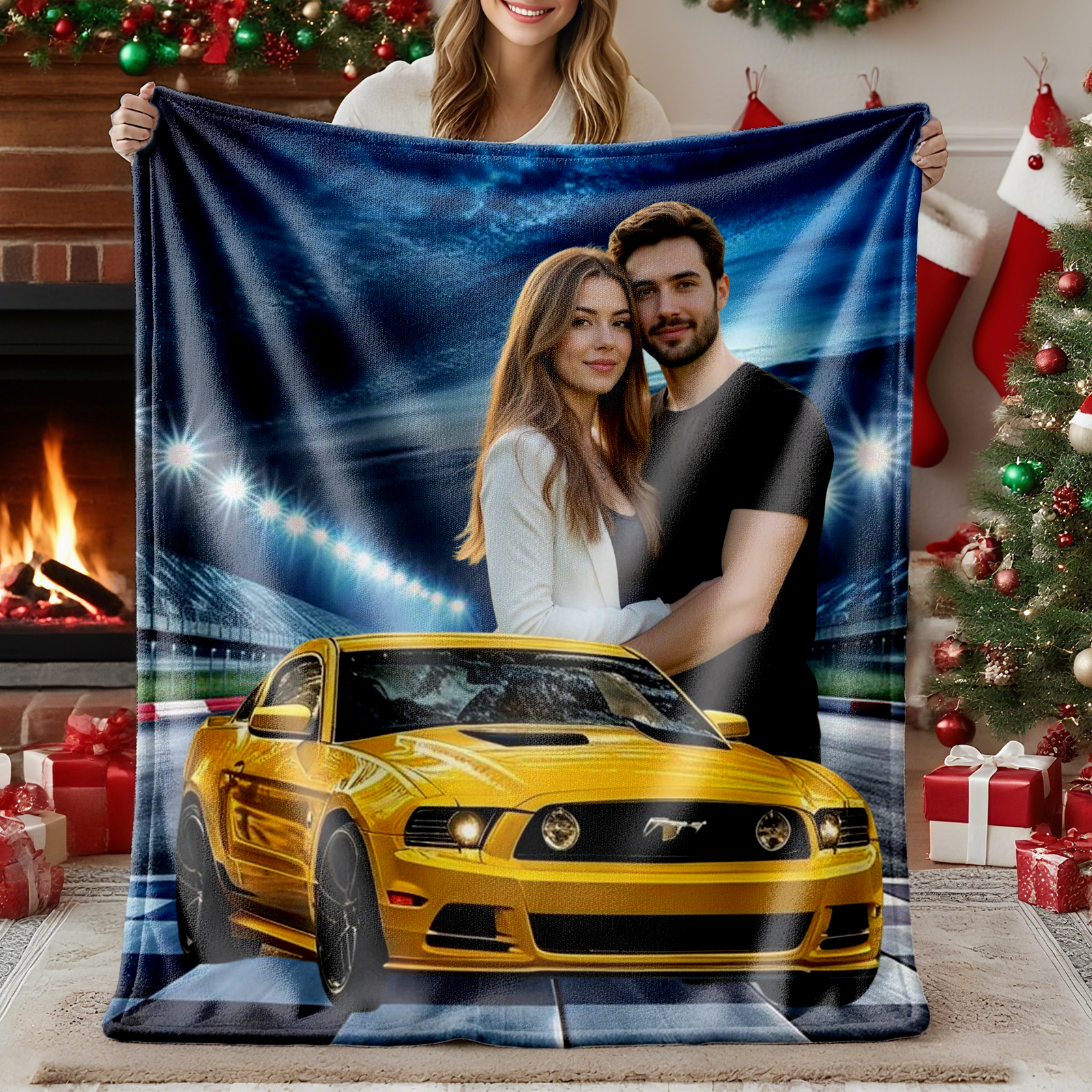 Custom Car Photo Blanket Couple Photo Blanket