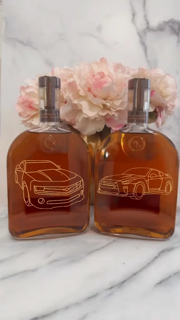Custom Car Photo Outline Design Whiskey Bottle