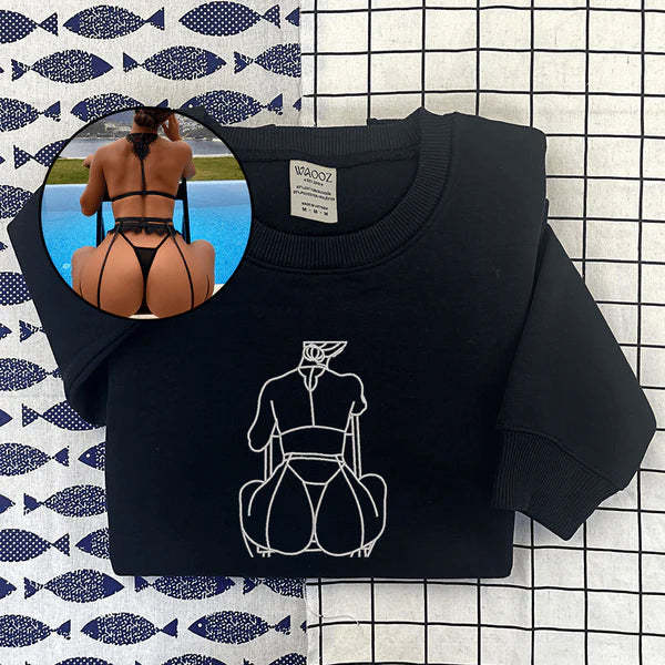 Custom Embroidered Portrait Outline Sweatshirt Or Hoodie