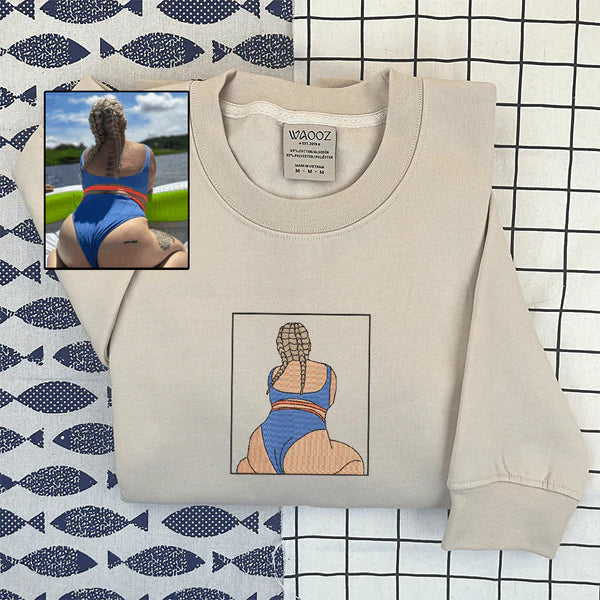 Custom Embroidered Portrait Outline Sweatshirt Or Hoodie