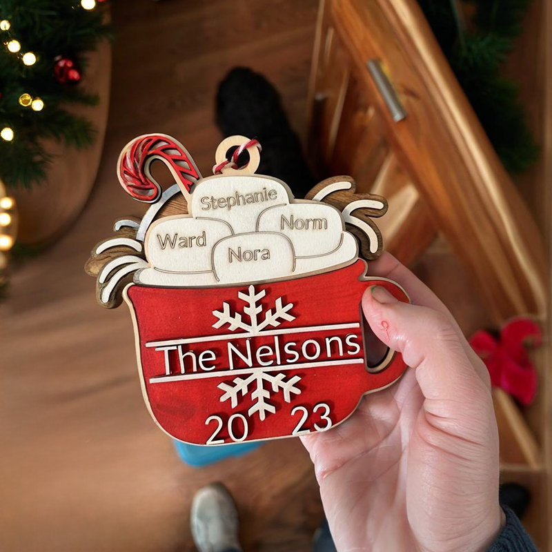 Personalized family Christmas ornaments, grandparent ornament with names, 2024 ornament with extended family member names
