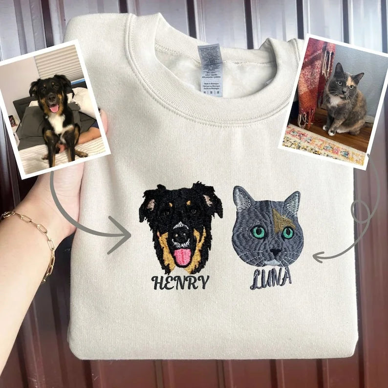 Personalized with Your Pet's Photo Embroidery Sweatshirt Hoodie