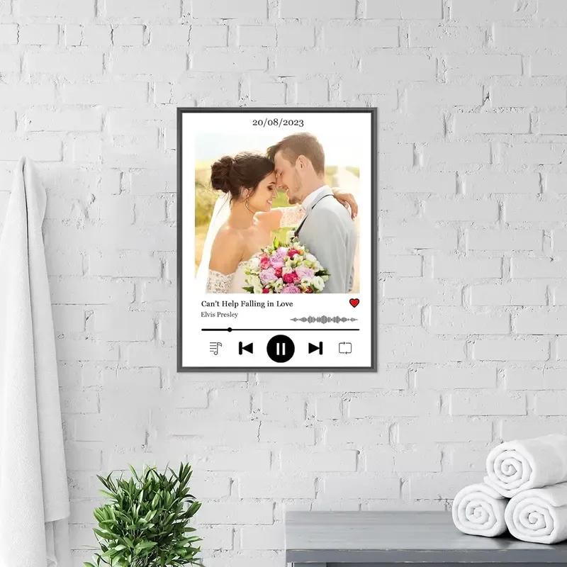 Personalized Favorite Song with Photo Printable Poster Wall Art Customized Engagement Present Anniversary Couple Frame Gift