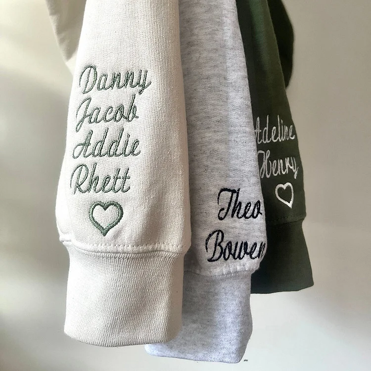 Custom Mama Embroidered Sweatshirt With Kids Names Sleeve
