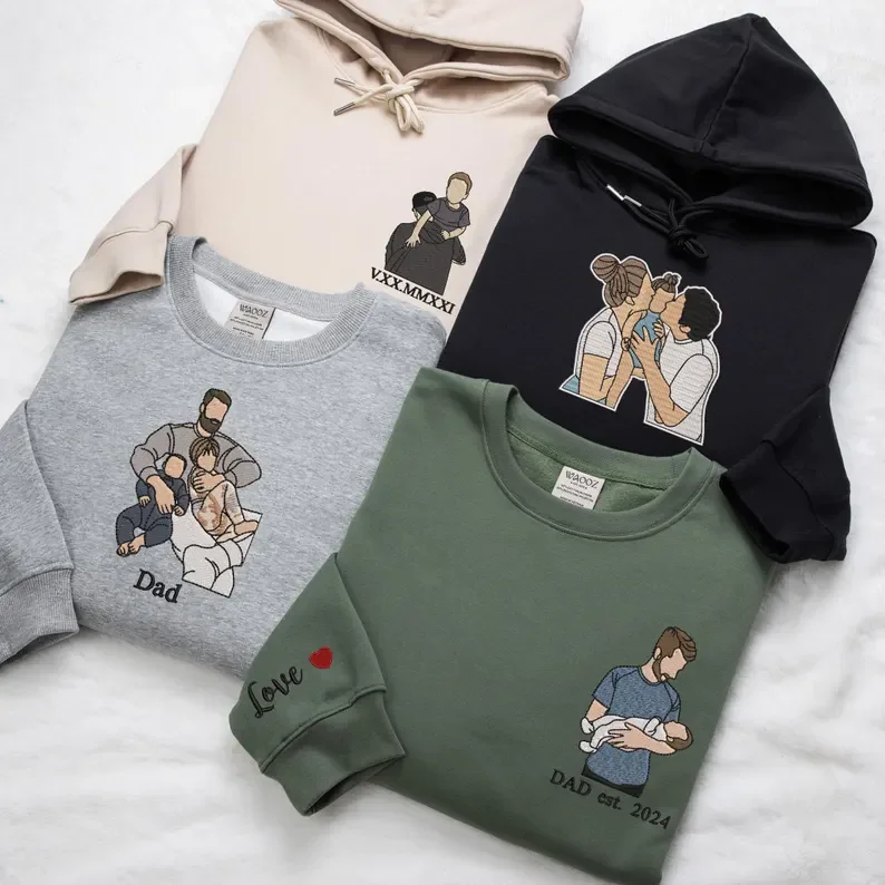 Custom Embroidered Sweatshirt with a Photo Portrait 