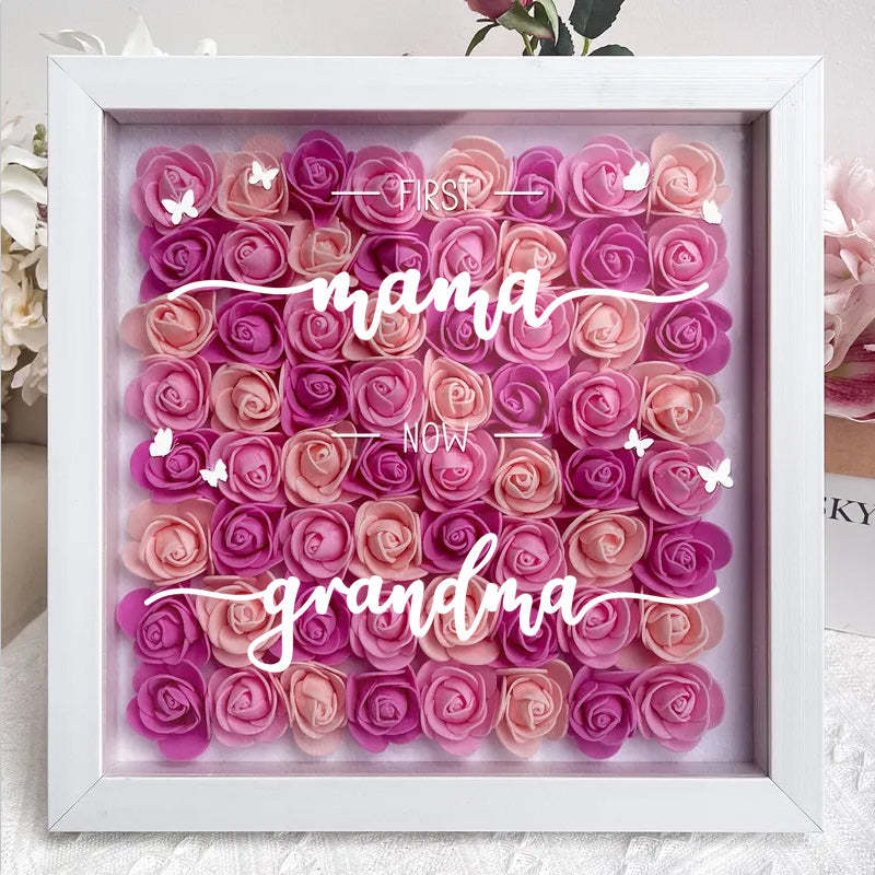 First Mom Now Grandma - Personalized Flower Shadow Box