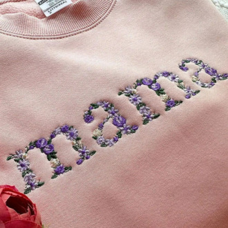 Custom Christmas Floral Mama Embroidered Sweatshirt