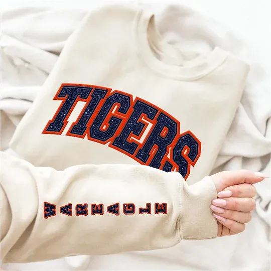 Custom Team Glitter Embroidered Sweatshirt Hoodie T-shirt