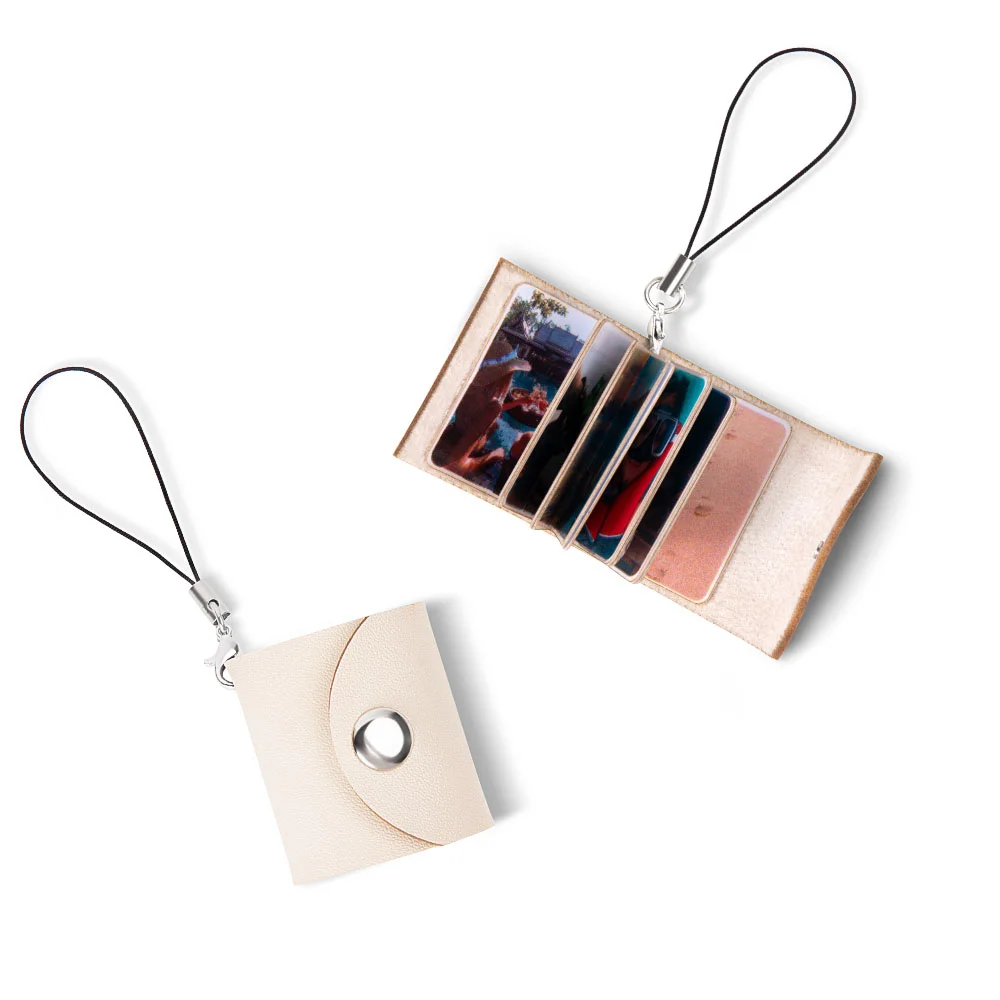 Personalized Mini Leather Memory Photos Album Keychain with 10-14 Photos