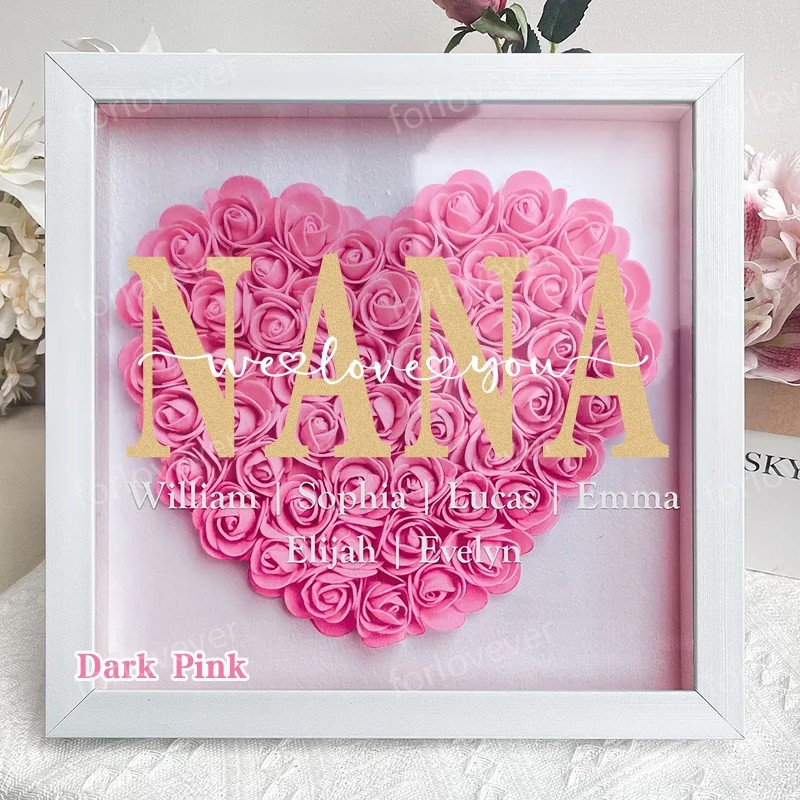 Personalized Mum Flower Shadow Box Mother's Day Gift Mum's Rose Frame Box Flower Gift Box for Mum Grandma Nana Birthday Gifts for Mum