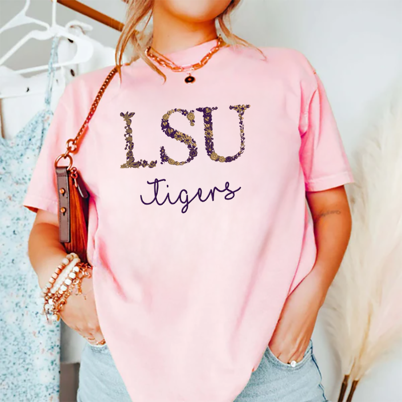 Customized LSU Tigers Football Sweatshirts With Trendy Floral Embroidery