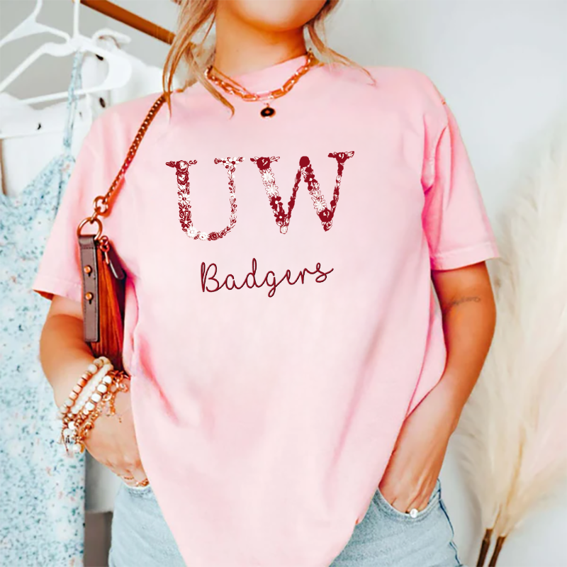 Customized Wisconsin Badgers Football Sweatshirts With Trendy Floral Embroidery