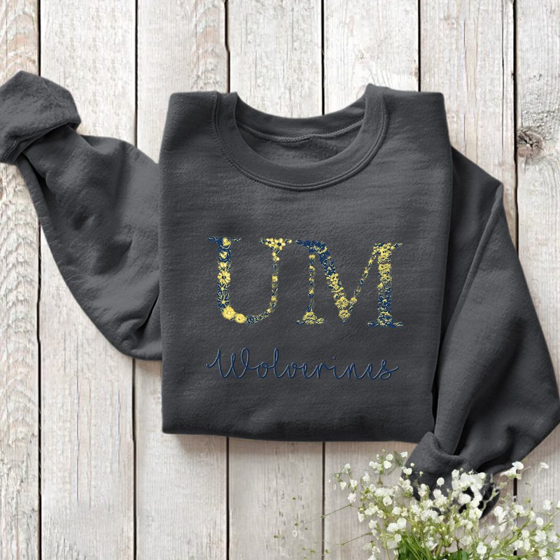Customized Michigan Wolverines Football Sweatshirts With Trendy Floral Embroidery