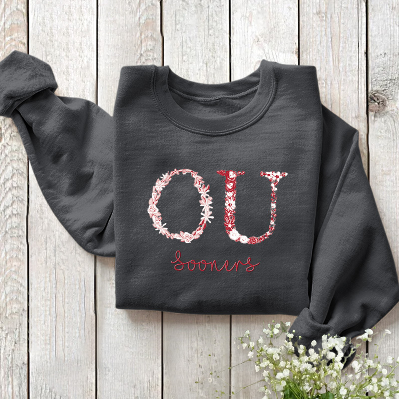 Customized Oklahoma Sooners Football Sweatshirts With Trendy Floral Embroidery