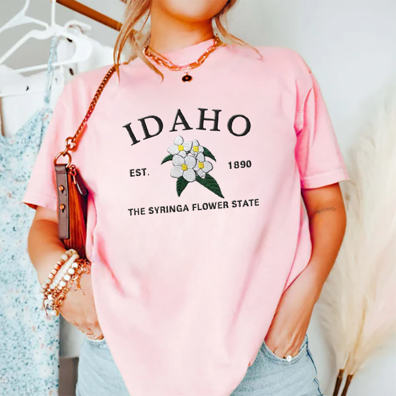 CUSTOM EMBROIDERED IDAHO FLOWER SWEATSHIRT