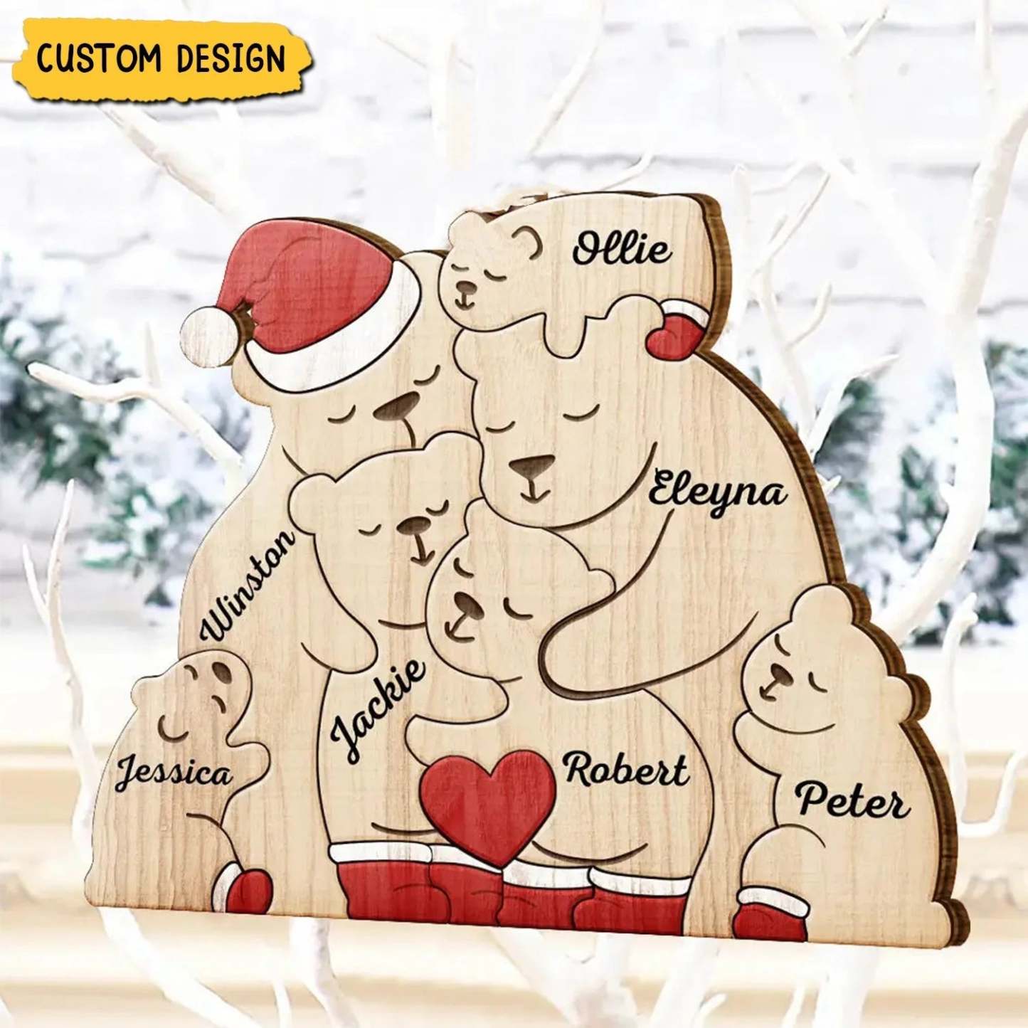 Custom Christmas Bear Family Puzzle