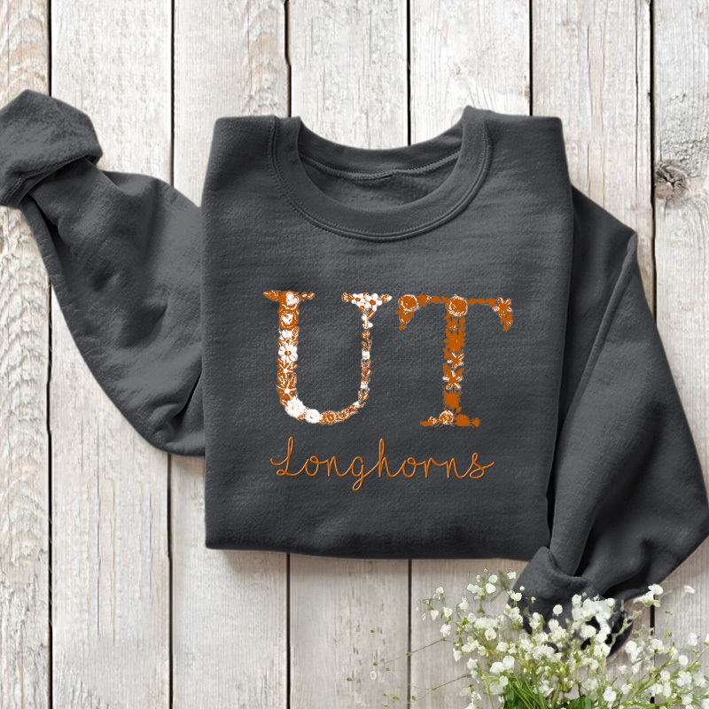 Customized Texas Longhorns Football Sweatshirts With Trendy Floral Embroidery