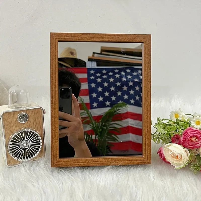 Custom Couple Photo Mirror Light Wooden Box
