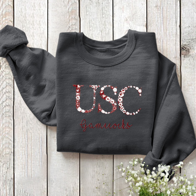 Customized South Carolina Gamecocks Football Sweatshirts With Trendy Floral Embroidery