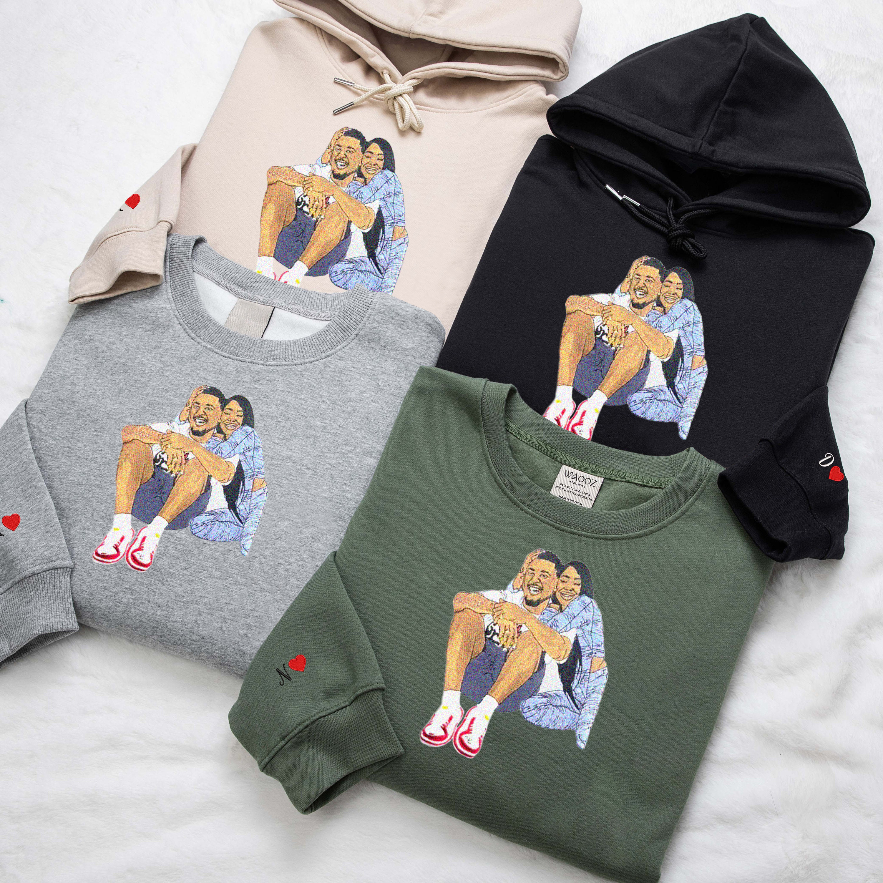 Couple Gifts Embroidery Sweatshirt, Valentine gifts, Custom photo Embroidery Sweatshirt, Personalized, Love you so much
