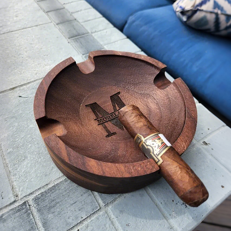Personalized Name Walnut Cigar Ash Tray