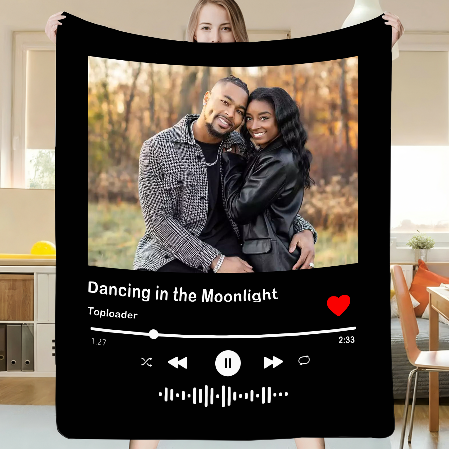 Custom Music Blanket Photo Blanket Gift for Couple Family