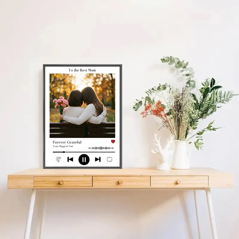 Personalized Mother's Day Song & Photo Poster - Custom Heartbeat Melody Wall Art - Printable Mom Gift from Daughter, Son, Grandkids