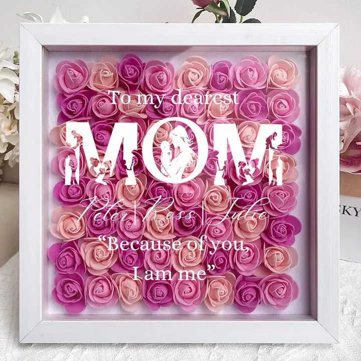 Cozy Motherhood Moments - MOM Embrace Baby Flower Shadow Box, Creative Mother's Gift