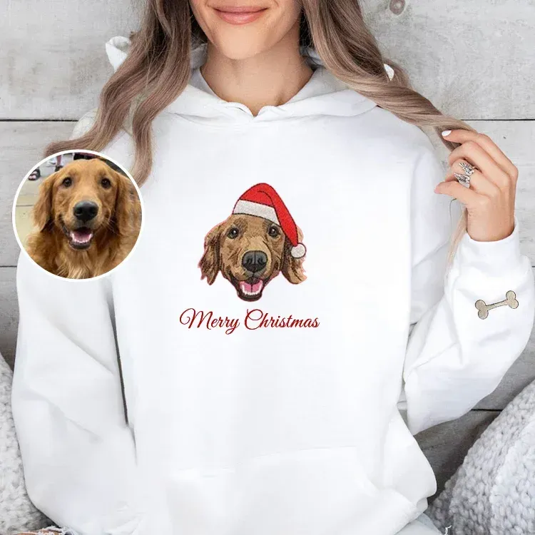 Embroidered Pet Portrait Organic Christmas Jumper Sweatshirt
