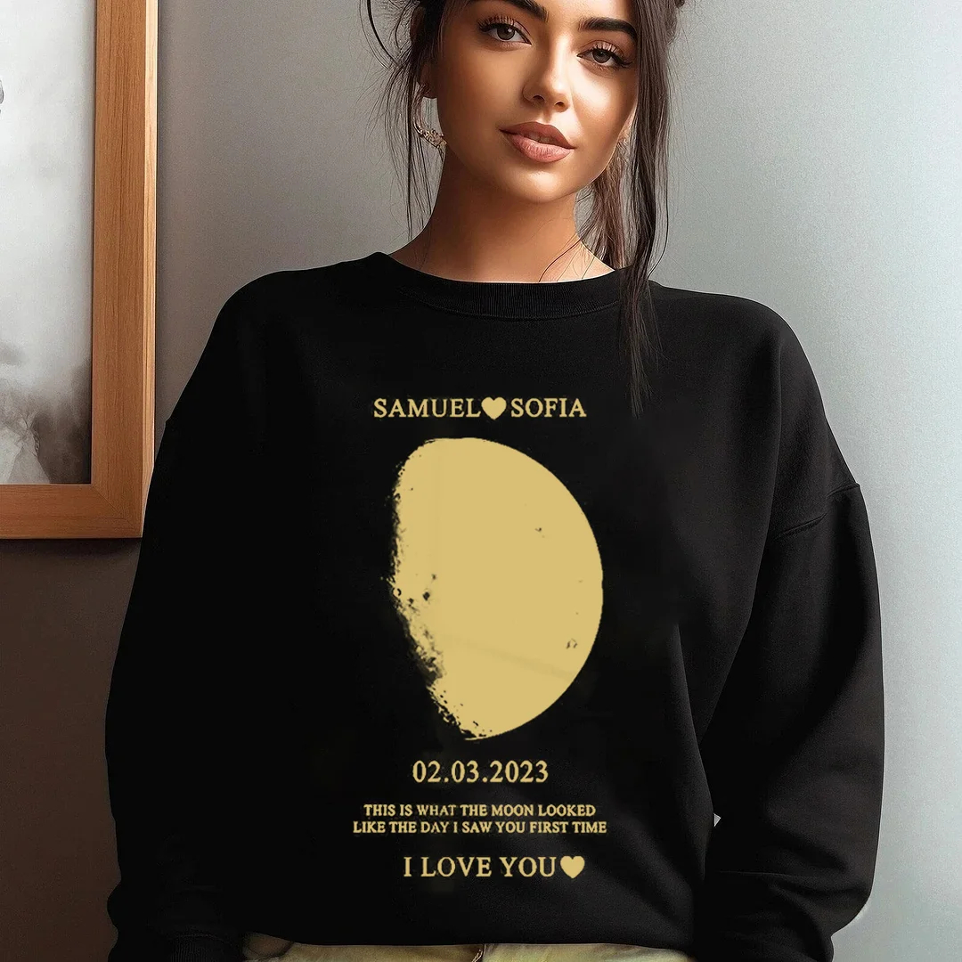 Custom Couple Art Sweatshirt/ REAL MOON PHASE SWEATER