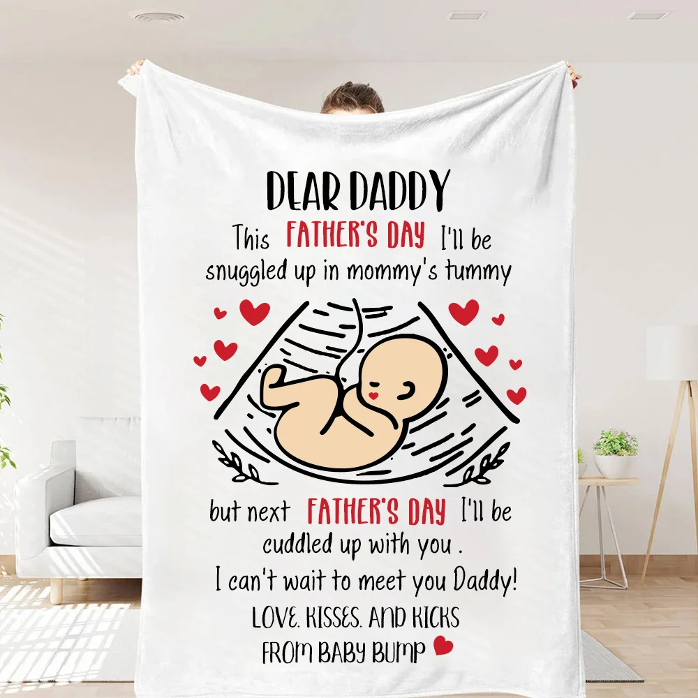 Dear Daddy Blanket, Happy Father's Day Blanket, Heart Blanket, Family Blanket
