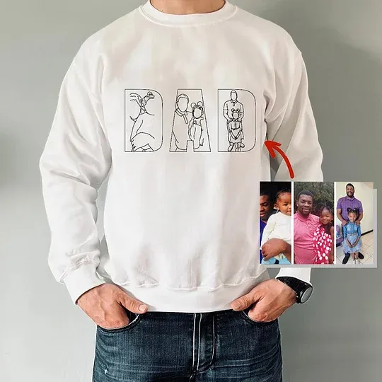 Personalized Father's Day Gift - Custom Hand-Painted Silhouette Sweatshirt for Dad, Grandpa & Father Figures