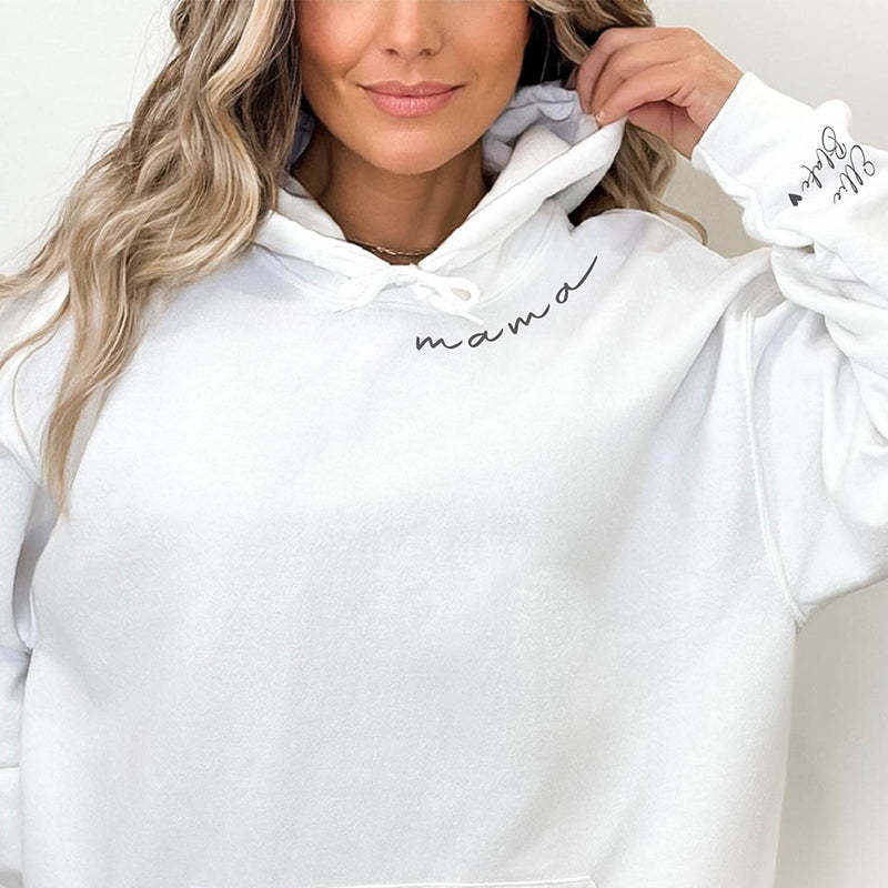 Custom Mama Embroidered Sweatshirt with Kids Names Sleeve