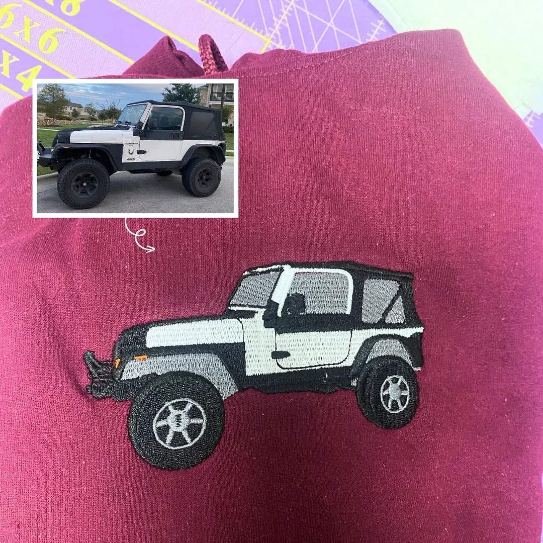 Personalized Car Embroidered Hoodie from Your Photo