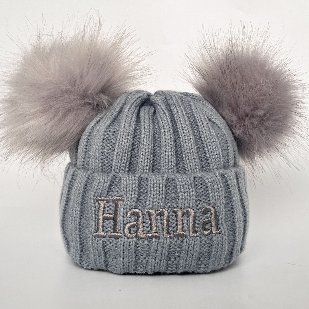 Personalised Embroidered Kid Pom Pom Hat And Scarf For Comfort Unique