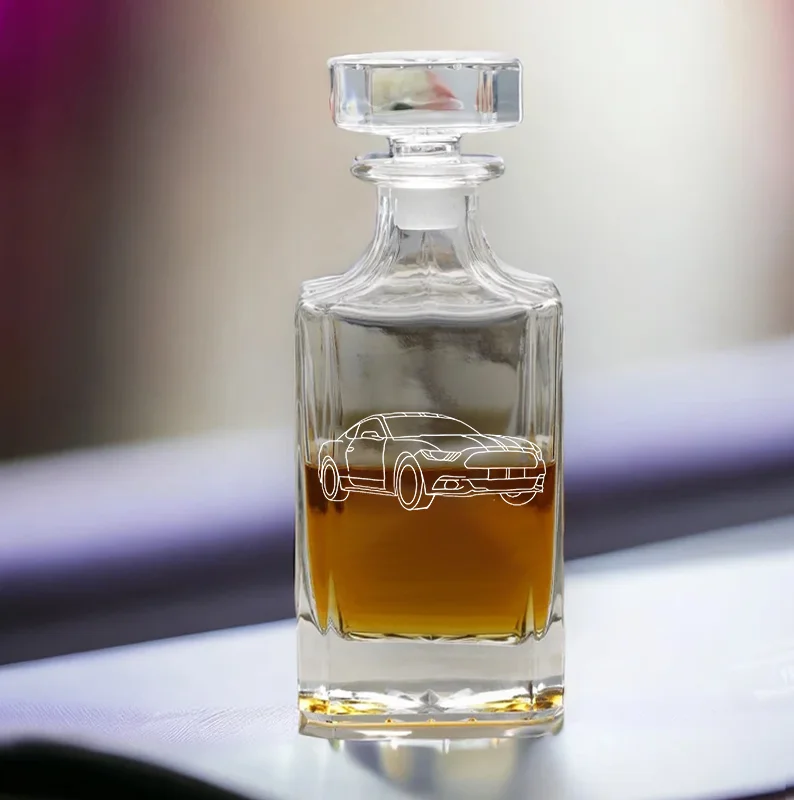 Custom Car Photo Outline Design Whiskey Bottle