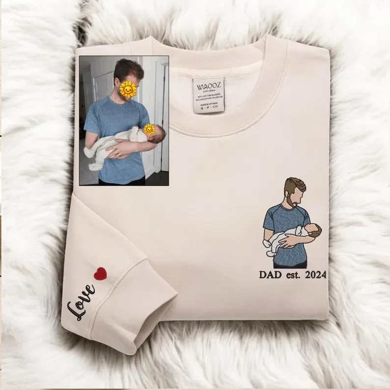 Custom Embroidered Sweatshirt with a Photo Portrait 