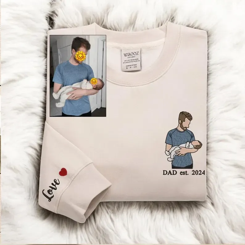 Custom Embroidered Sweatshirt with a Photo Portrait 