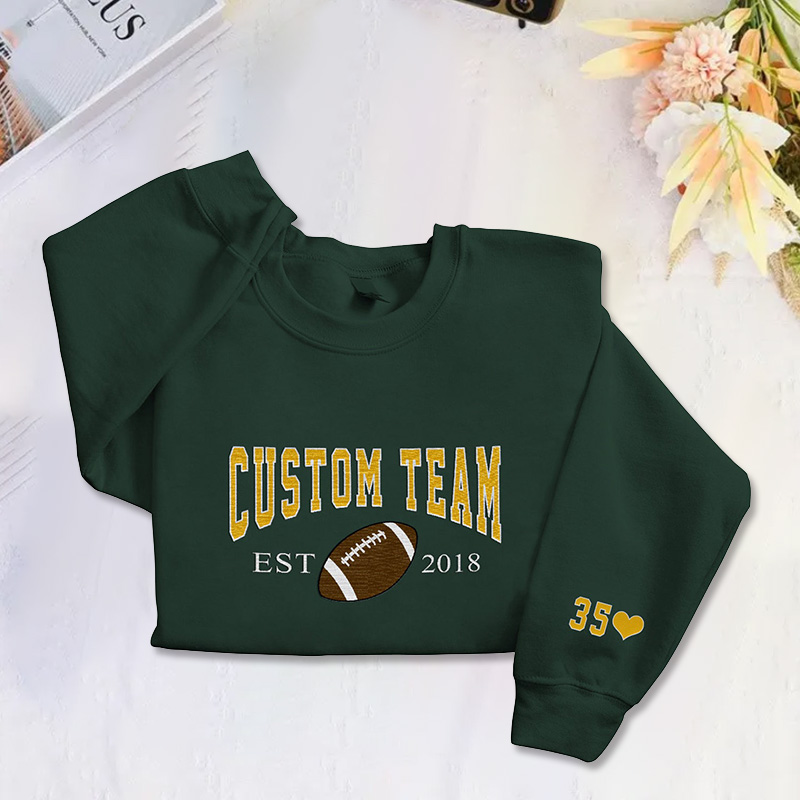 Embroidered Custom Team Football Sweatshirt, Custom number Football Embroidered Hoodie, EST Year