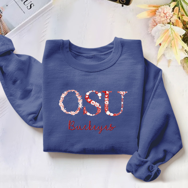 Customized Ohio State Buckeyes Football Sweatshirts With Trendy Floral Embroidery