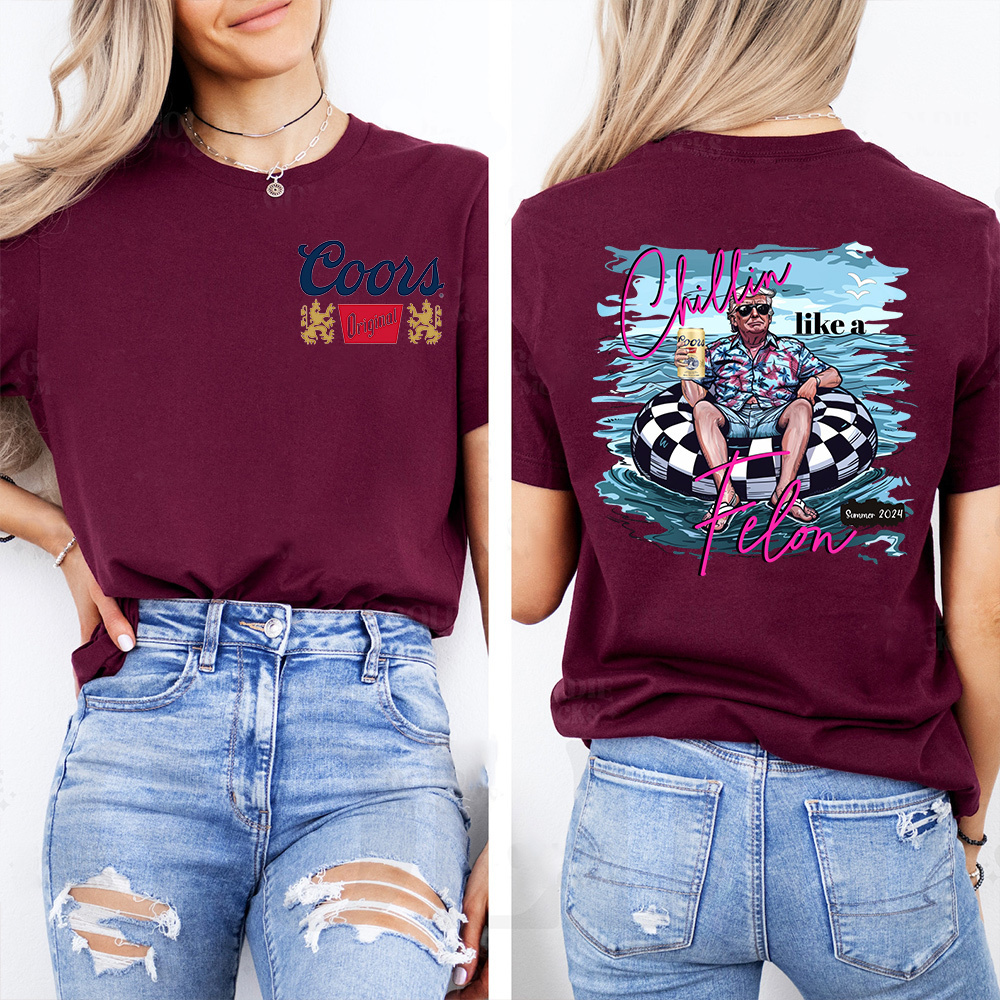 Hot Drinking Coors Chillin Like A Felon Summer 2024, Retro Quirky with Character Shirt