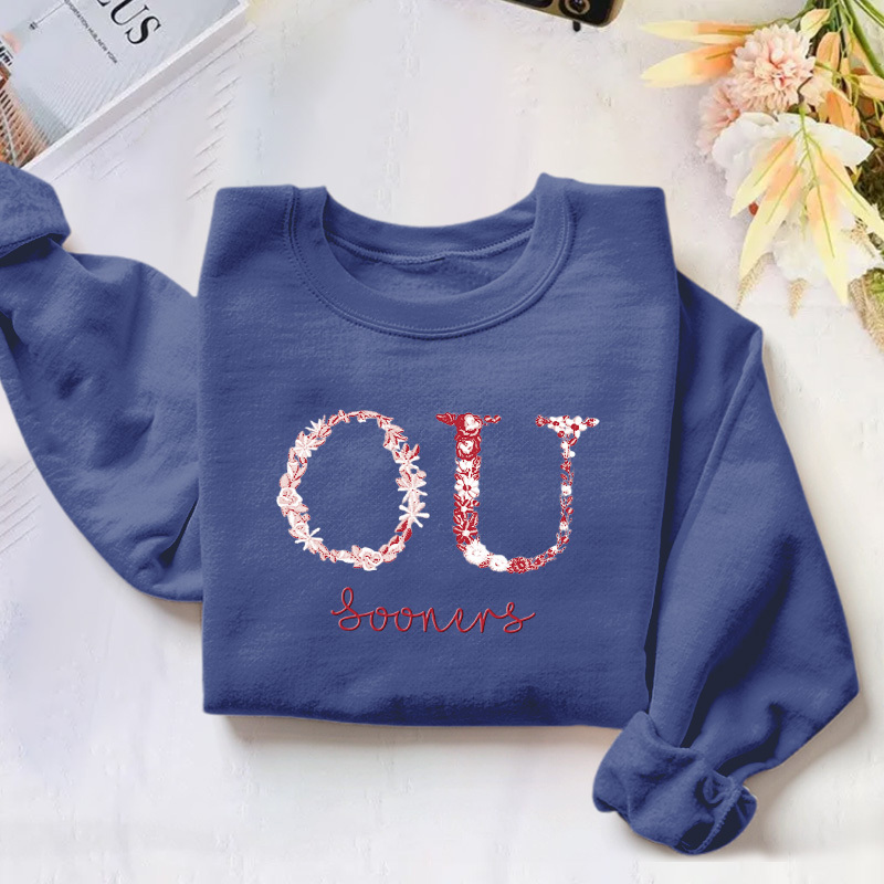 Customized Oklahoma Sooners Football Sweatshirts With Trendy Floral Embroidery