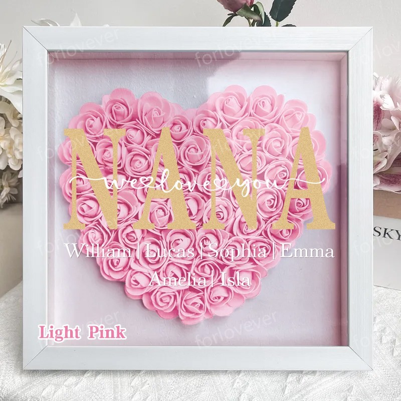 Personalized Mum Flower Shadow Box Mother's Day Gift Mum's Rose Frame Box Flower Gift Box for Mum Grandma Nana Birthday Gifts for Mum