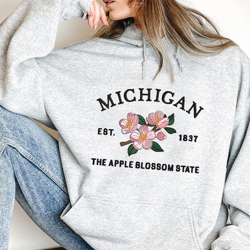 CUSTOM EMBROIDERED MICHIGAN FLOWER SWEATSHIRT